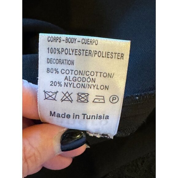 Sandro‎ Black Crew Neck Short Sleeve Lace Trim Exposed Zipper Blouse Size 0 - Picture 12 of 12